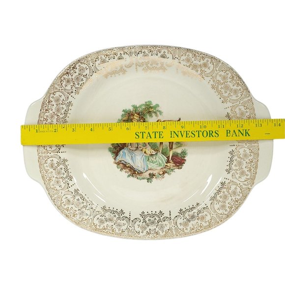 American Limoges Serenade Triumph China Do'r Serving Platter 22K Gold Trim USA - Picture 5 of 11